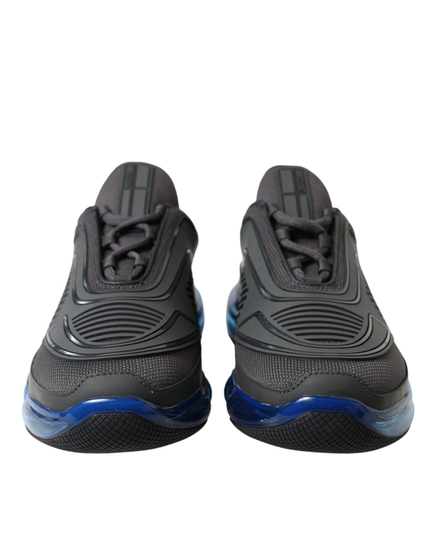 Prada Black Blue Rubber Knit Slip On Low Top Sneakers Men's Shoes