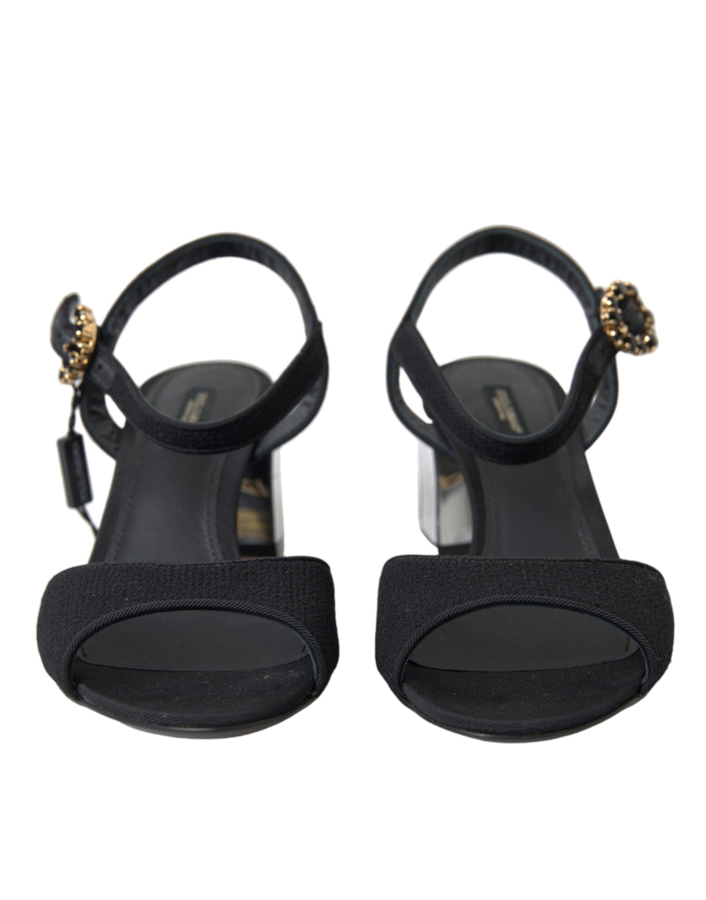 Dolce & Gabbana Black Crystals Ankle Strap Sandals Women's Shoes