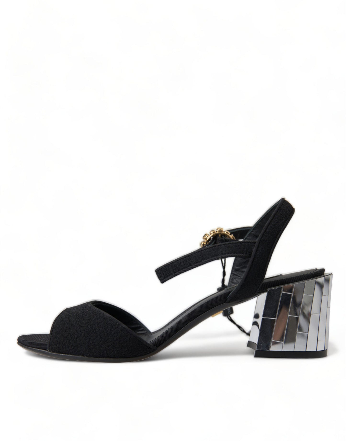 Dolce & Gabbana Black Crystals Ankle Strap Sandals Women's Shoes