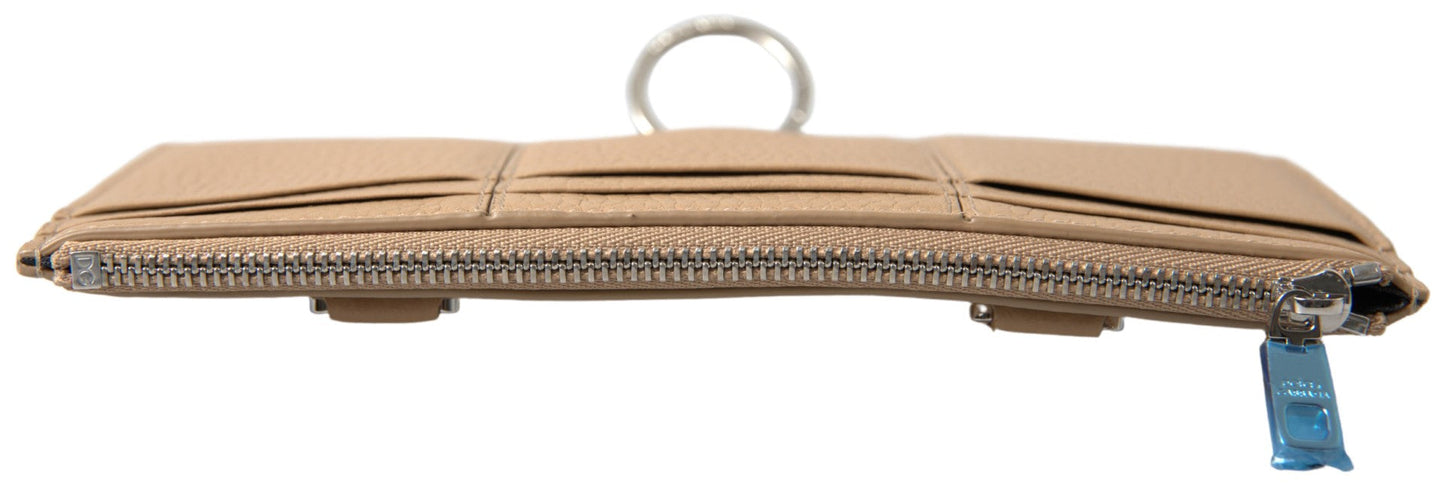 Dolce & Gabbana Beige Leather Shoulder Cardholder Shoulder Strap Women's Wallet