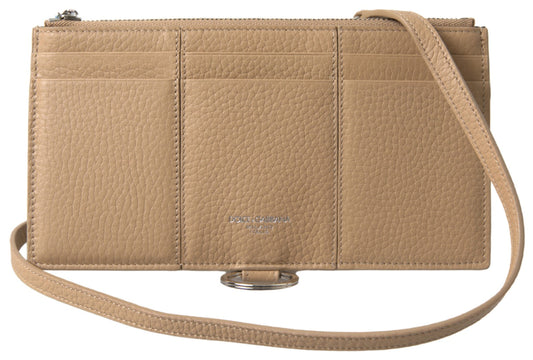 Dolce & Gabbana Beige Leather Shoulder Cardholder Shoulder Strap Women's Wallet