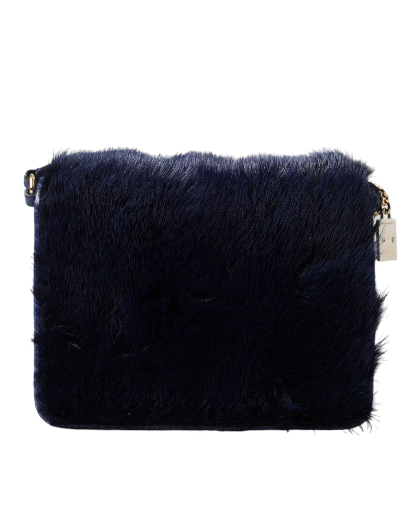 Dolce & Gabbana Dark Blue Fur Ayers Lily Twist Crossbody Shoulder Women's Bag