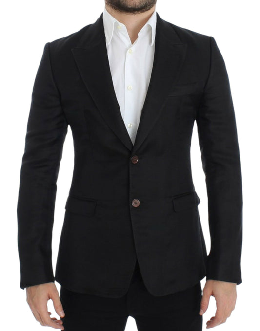 Dolce & Gabbana Black silk slim fit Men's blazer