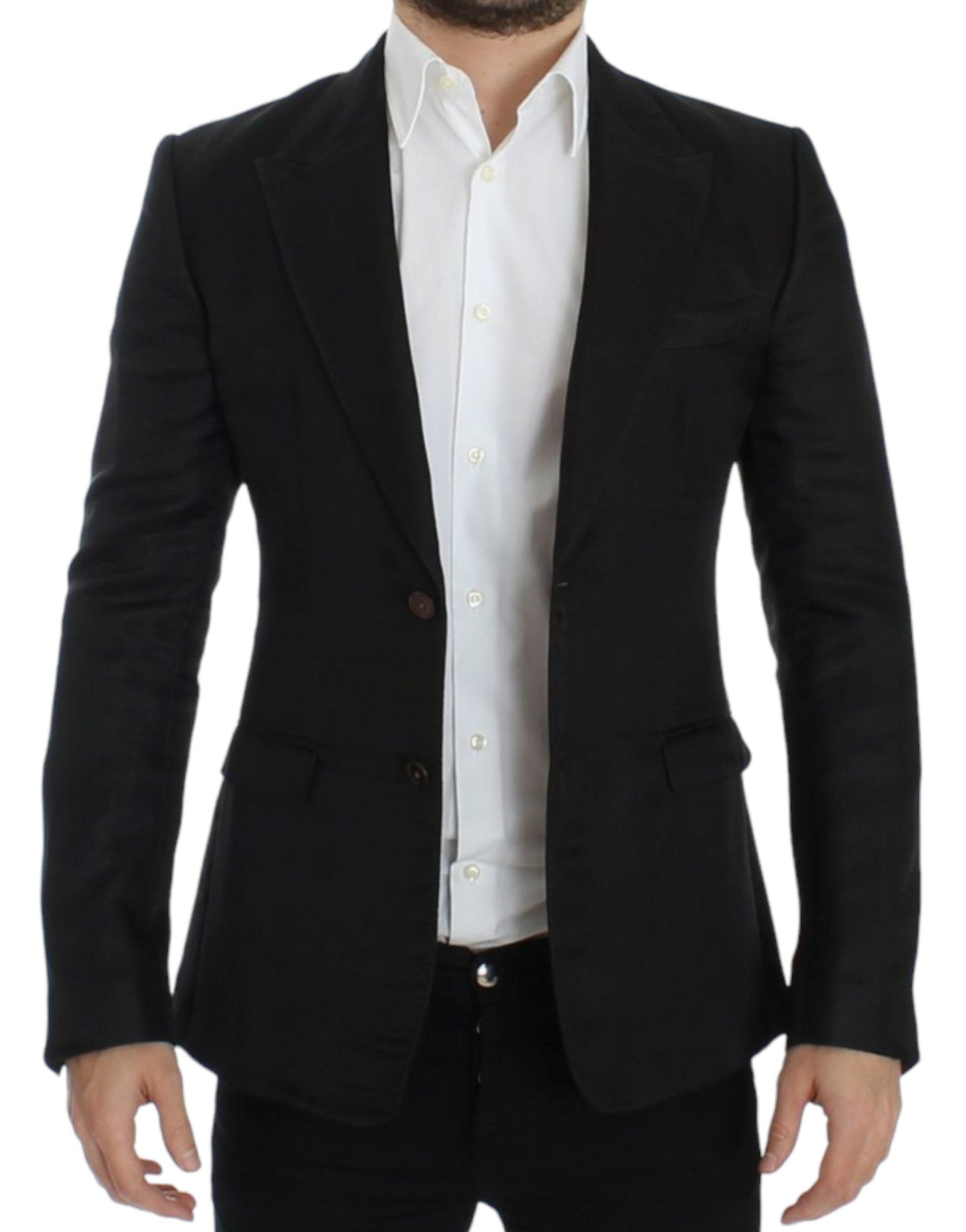 Dolce & Gabbana Black silk slim fit Men's blazer