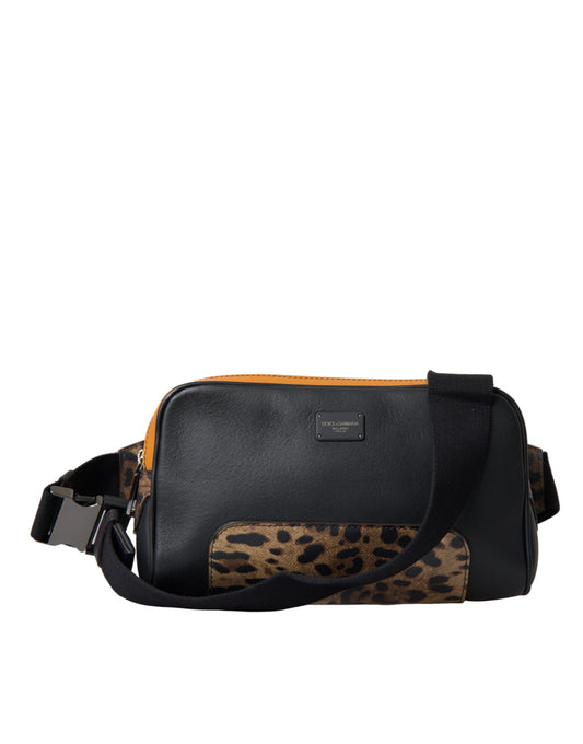 Dolce & Gabbana Black Exotic Leather Logo Belt Waist Fanny Pack Women's Bag