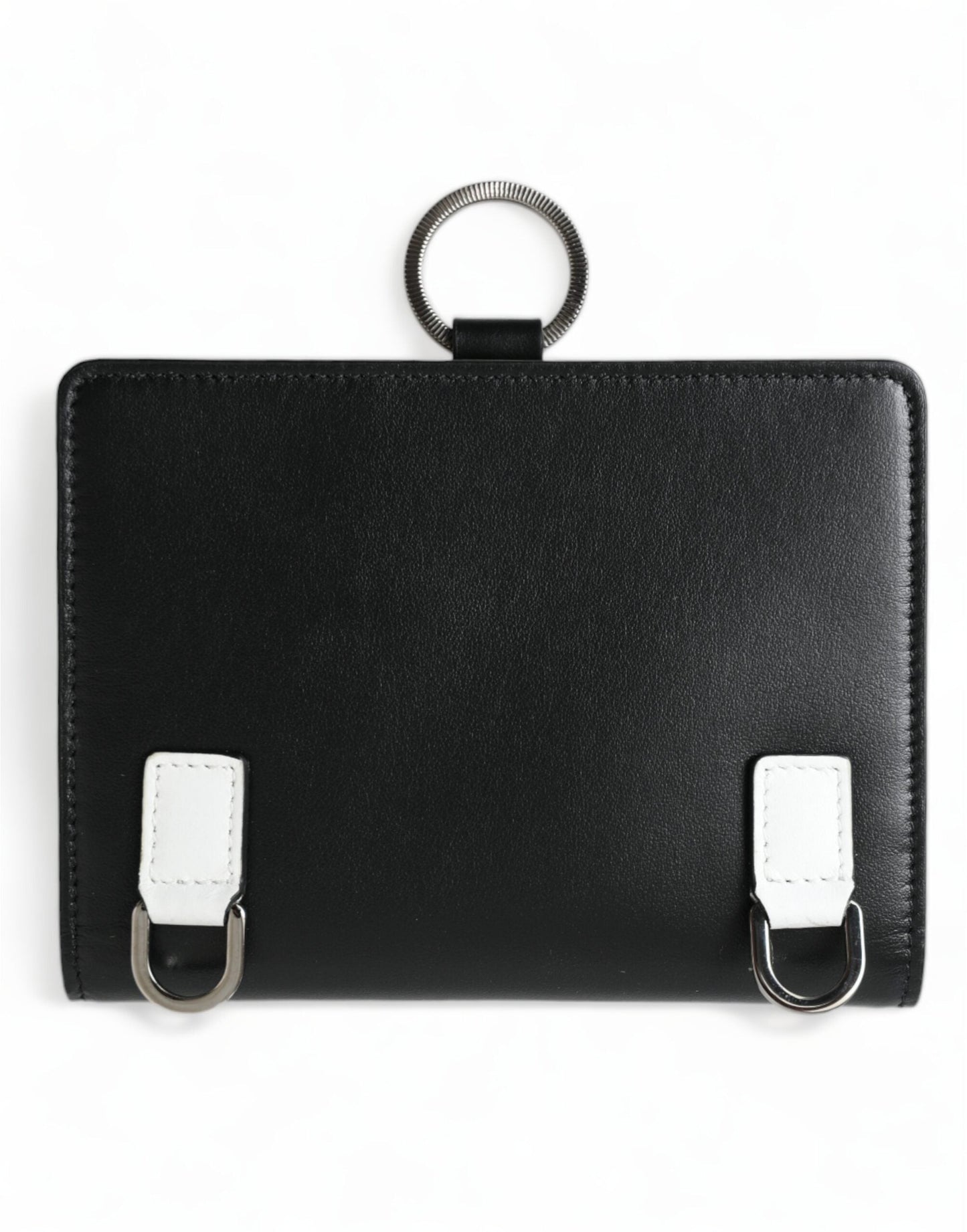 Dolce & Gabbana Black Leather Crystal Embellished Card Holder Women's Wallet