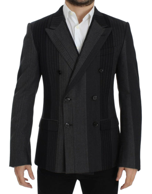 Dolce & Gabbana Gray striped wool stretch Men's blazer
