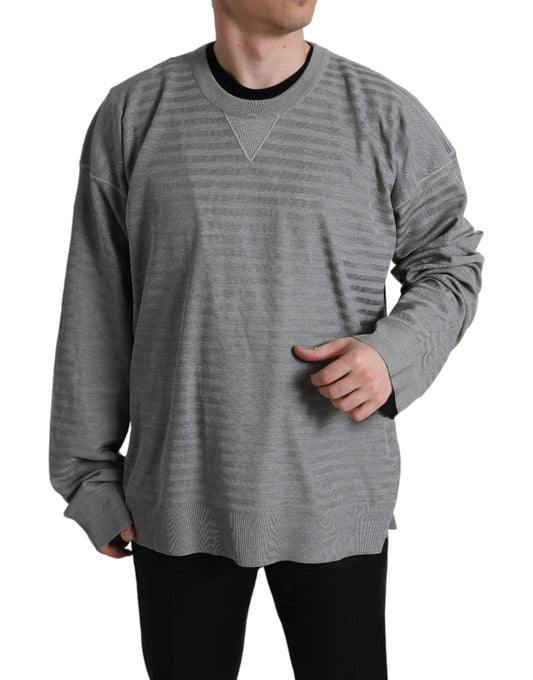 Dolce & Gabbana Gray Crewneck Pullover Silk Top Men's Sweater