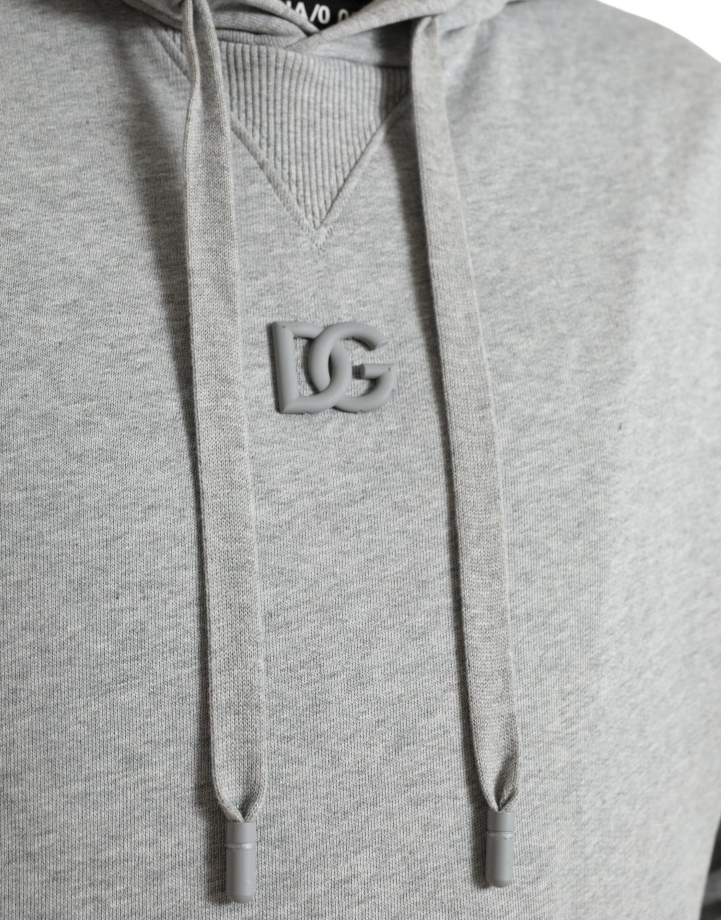 Dolce & Gabbana Gray Cotton Logo Hooded Sweatshirt Men's Sweater