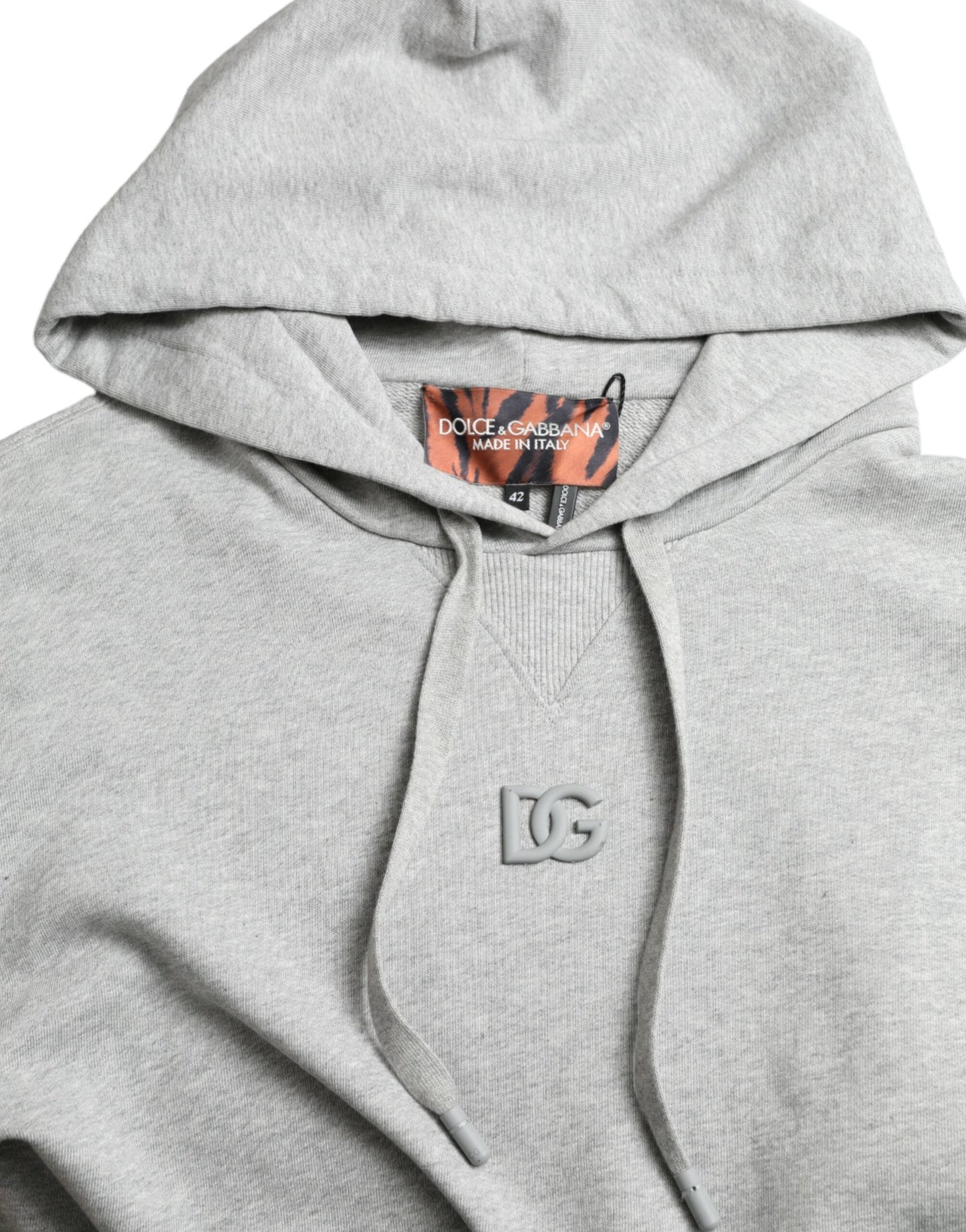 Dolce & Gabbana Gray Cotton Logo Hooded Sweatshirt Men's Sweater