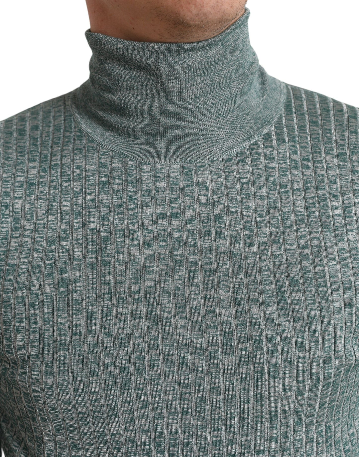 Dolce & Gabbana Green Polyester Turtleneck Pullover Men's Sweater