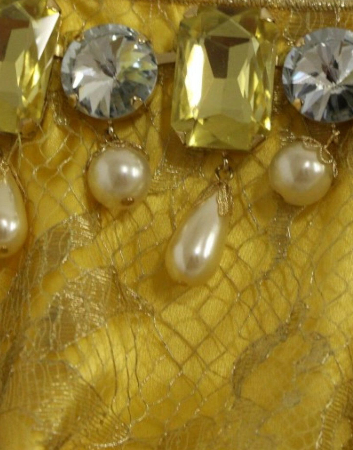 Dolce & Gabbana Yellow lace crystal mini Women's dress