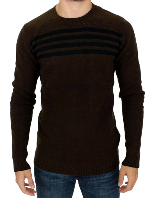 Costume National Brown striped crewneck Men's sweater