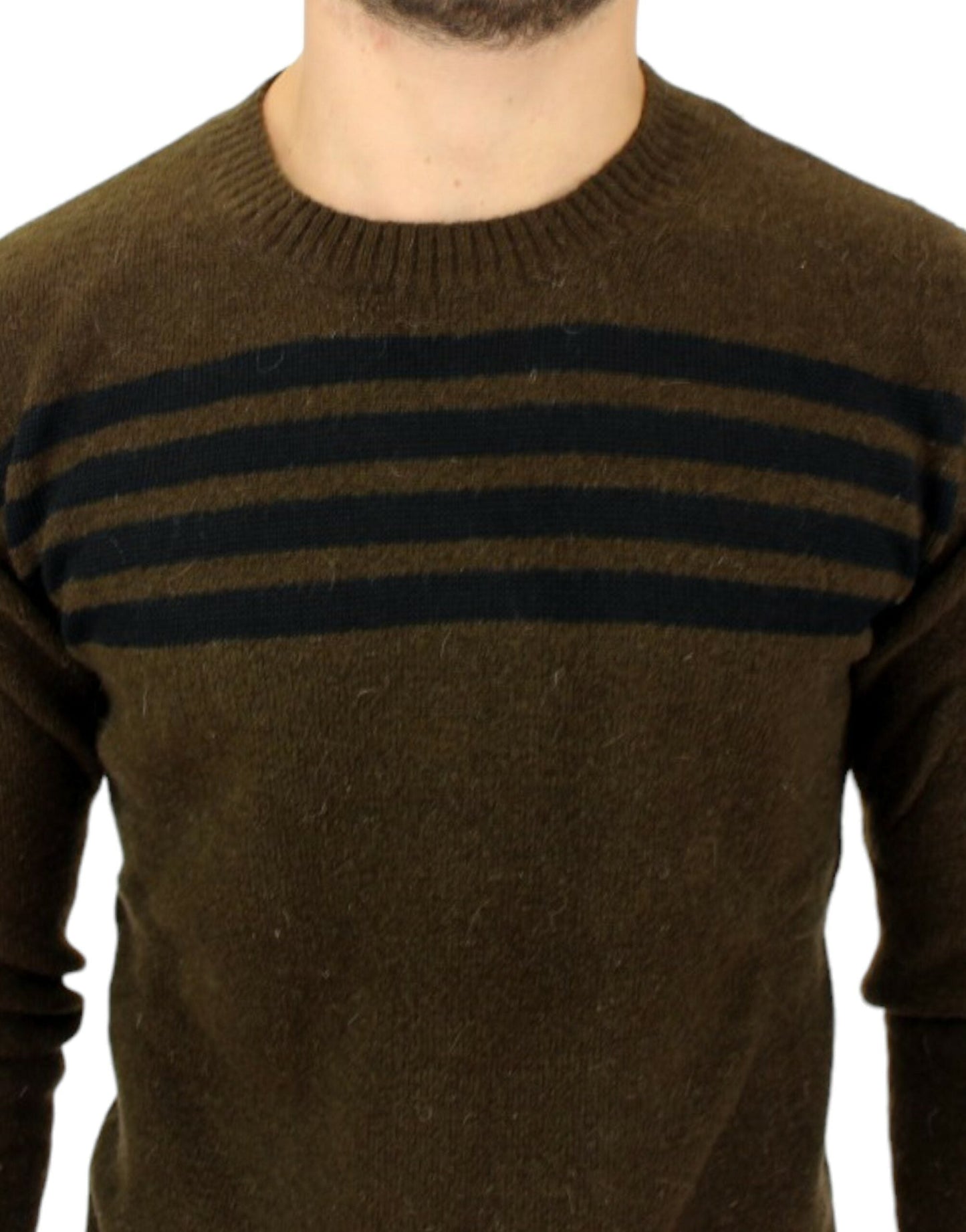 Costume National Brown striped crewneck Men's sweater