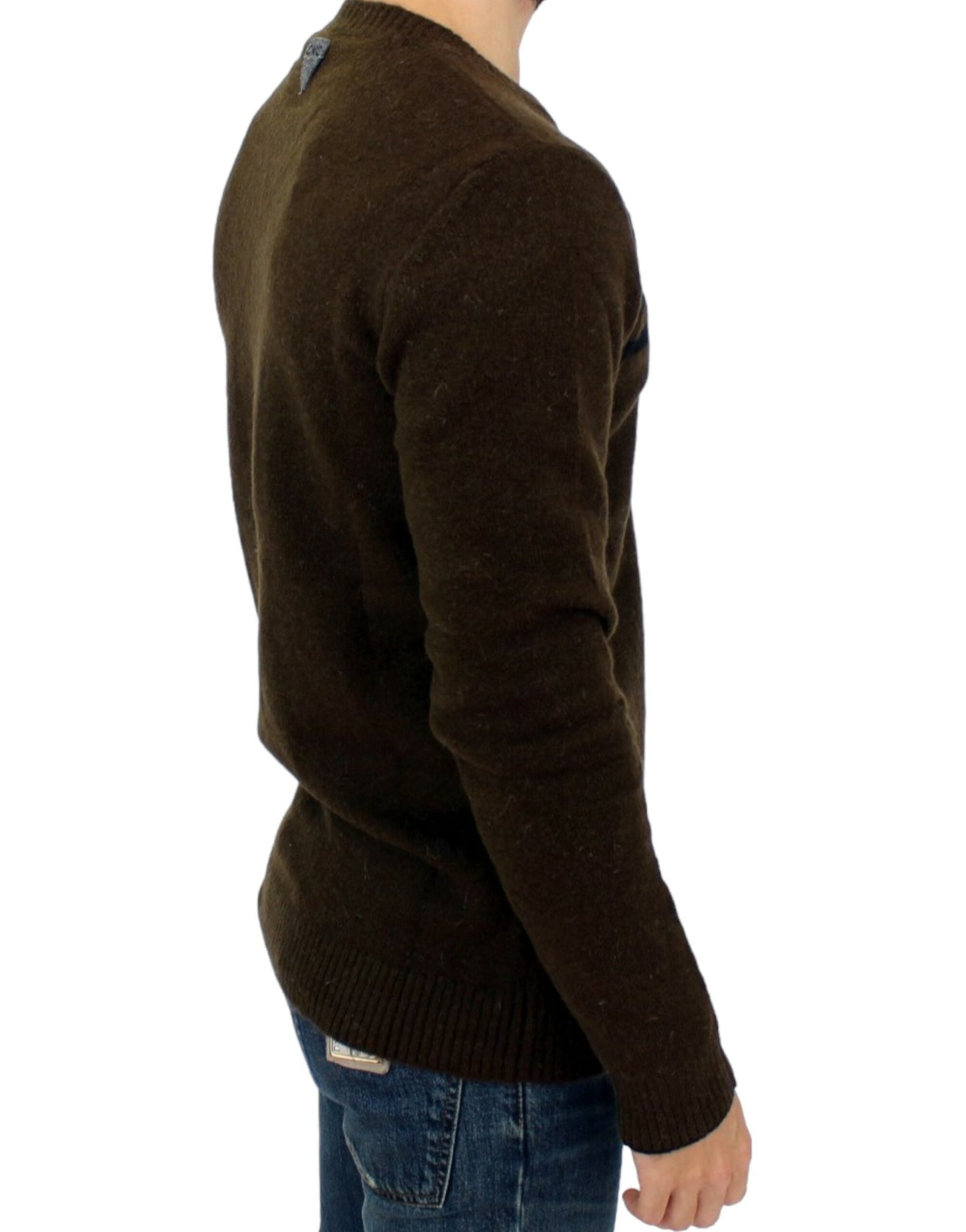 Costume National Brown striped crewneck Men's sweater