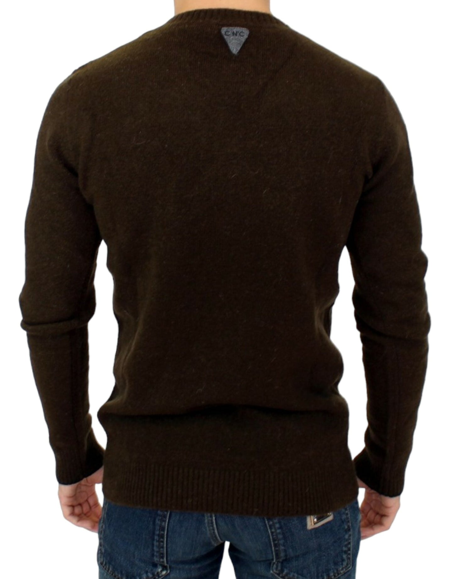Costume National Brown striped crewneck Men's sweater