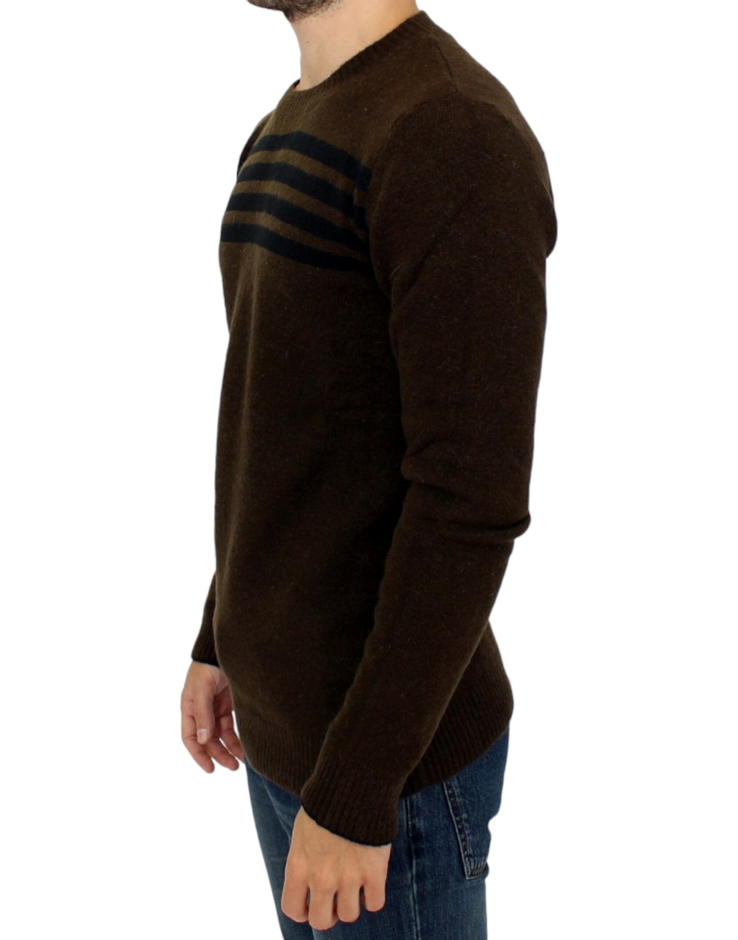 Costume National Brown striped crewneck Men's sweater