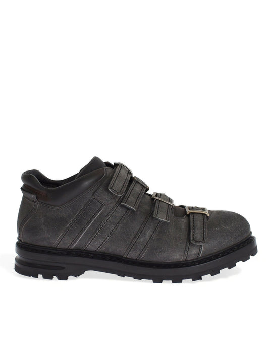 Dolce & Gabbana Gray Leather Ankle Strap Shoes Men's Boots