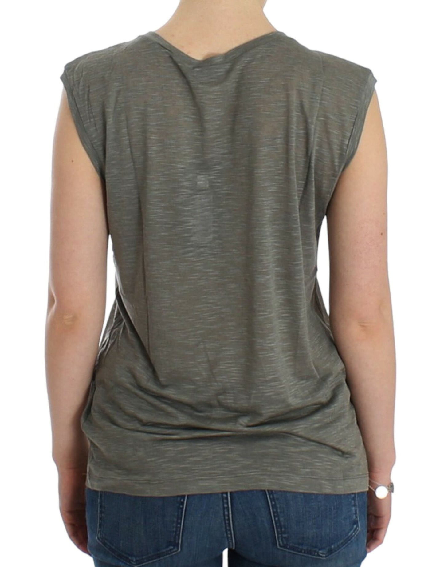 Costume National Gray print sleeveless Women's t-shirt