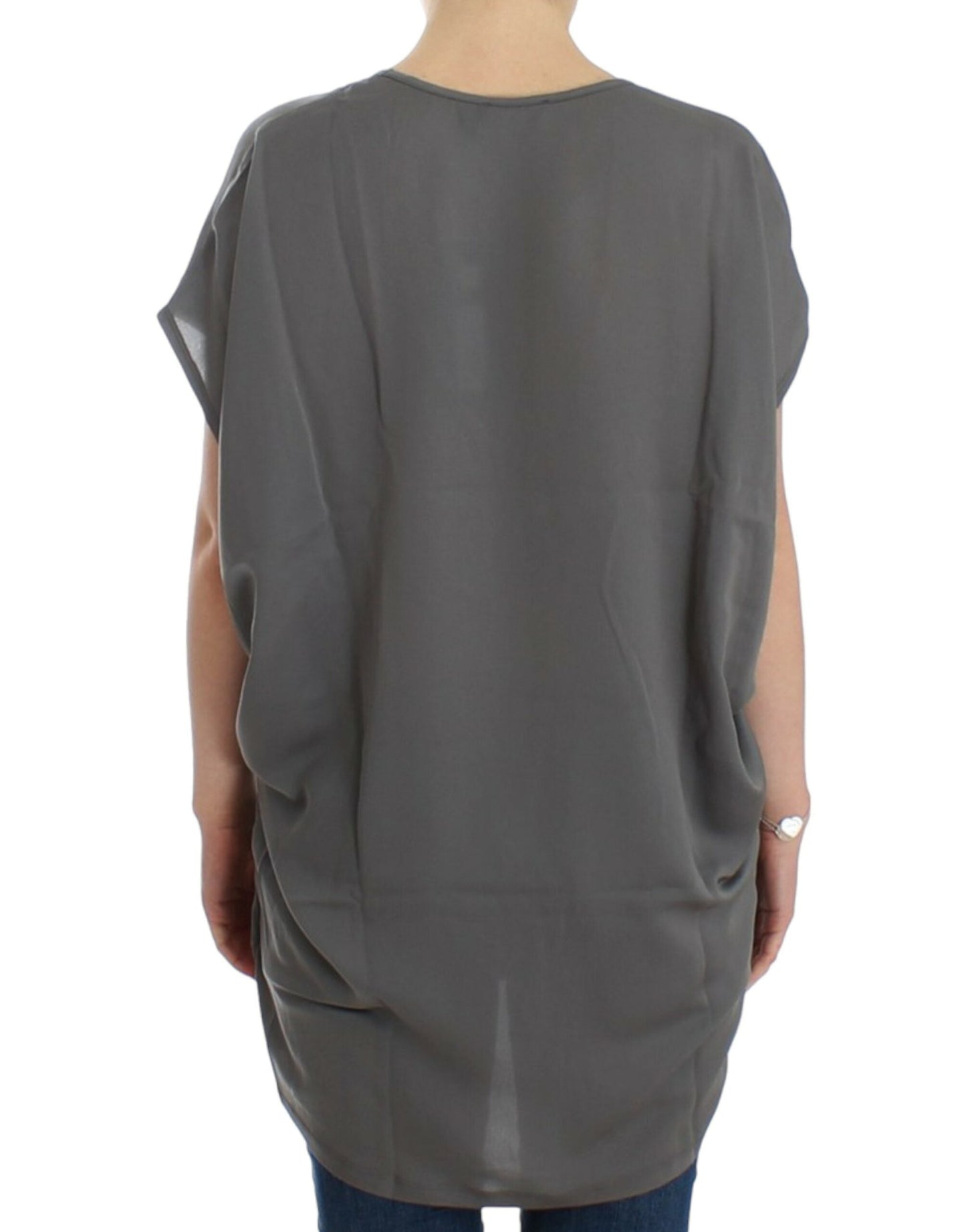 Costume National Gray V-neck long Women's t-shirt