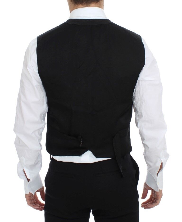 Dolce & Gabbana Black Cotton Blend Dress Vest Men's Gilet