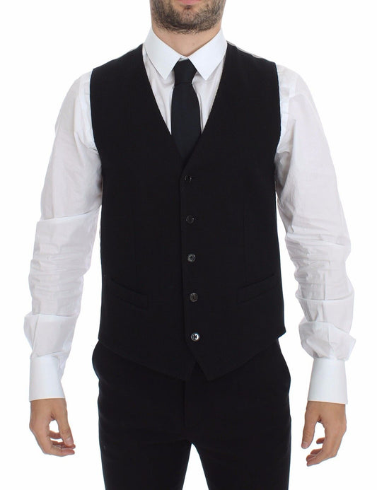 Dolce & Gabbana Black Cotton Dress Vest Blazer Men's Jacket