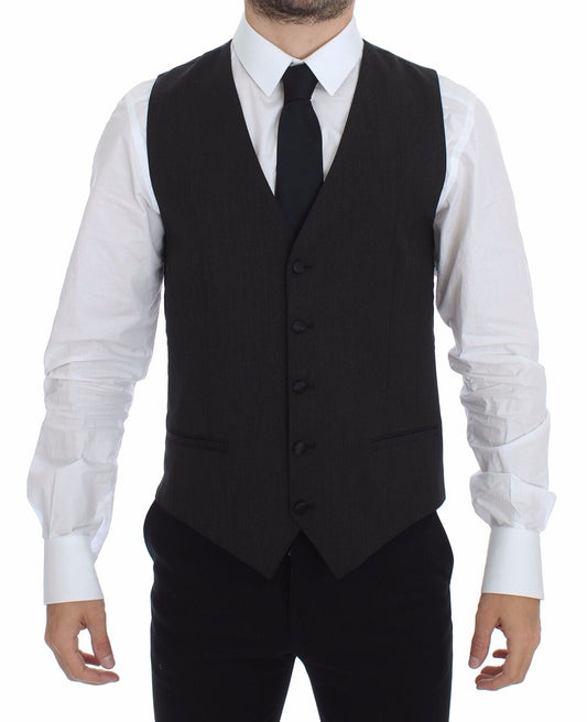 Dolce & Gabbana Gray Wool Stretch Dress Vest Jacket Men's Blazer