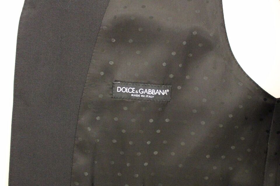Dolce & Gabbana Black Wool Silk Stretch Dress Vest Men's Blazer