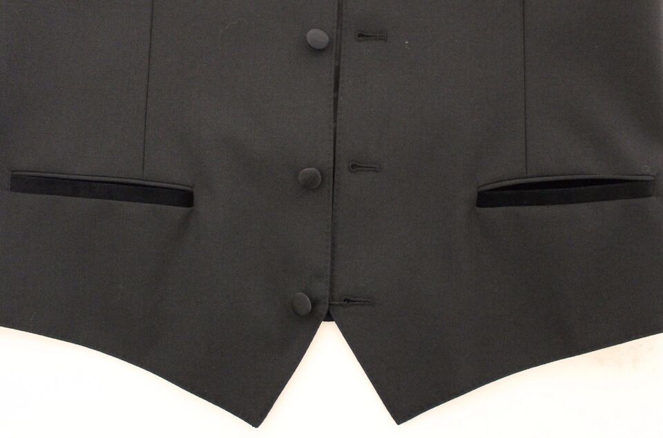 Dolce & Gabbana Black Wool Silk Stretch Dress Vest Men's Blazer