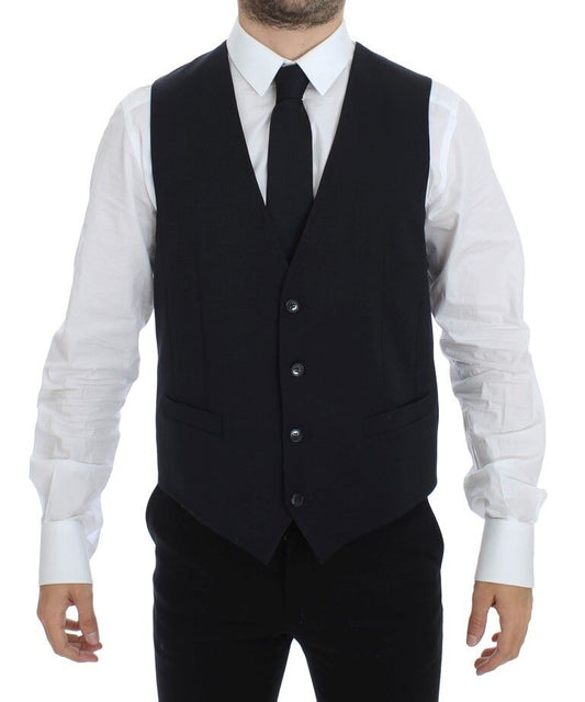 Dolce & Gabbana Blue Cotton Stretch Dress Vest Men's Blazer