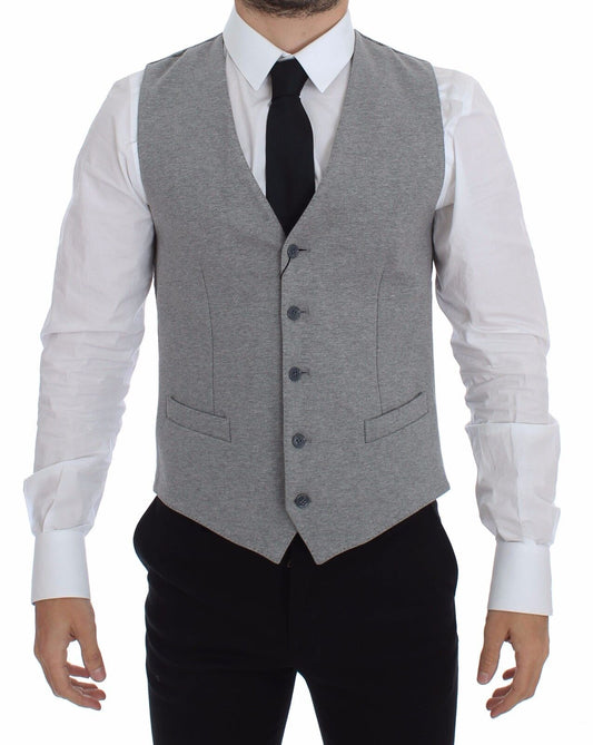 Dolce & Gabbana Gray Cotton Stretch Dress Vest Men's Blazer