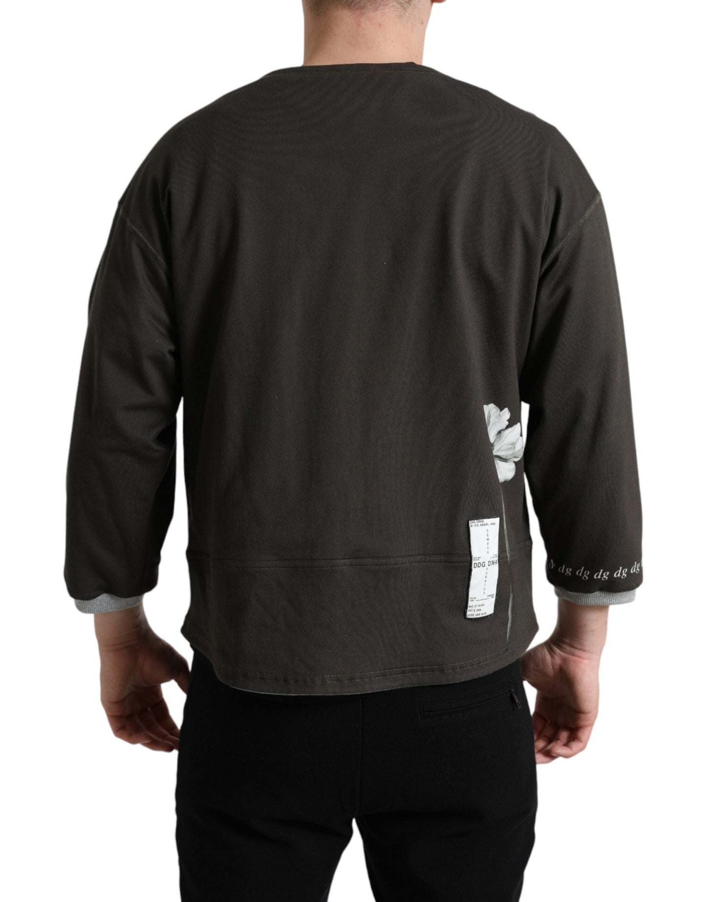 Dolce & Gabbana Dark Gray Cotton Button Down Pullover Men's Sweater