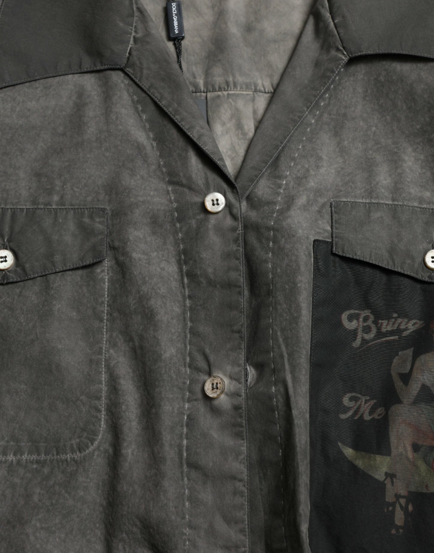 Dolce & Gabbana Dark Gray Cotton Collared Long Sleeves Men's Shirt