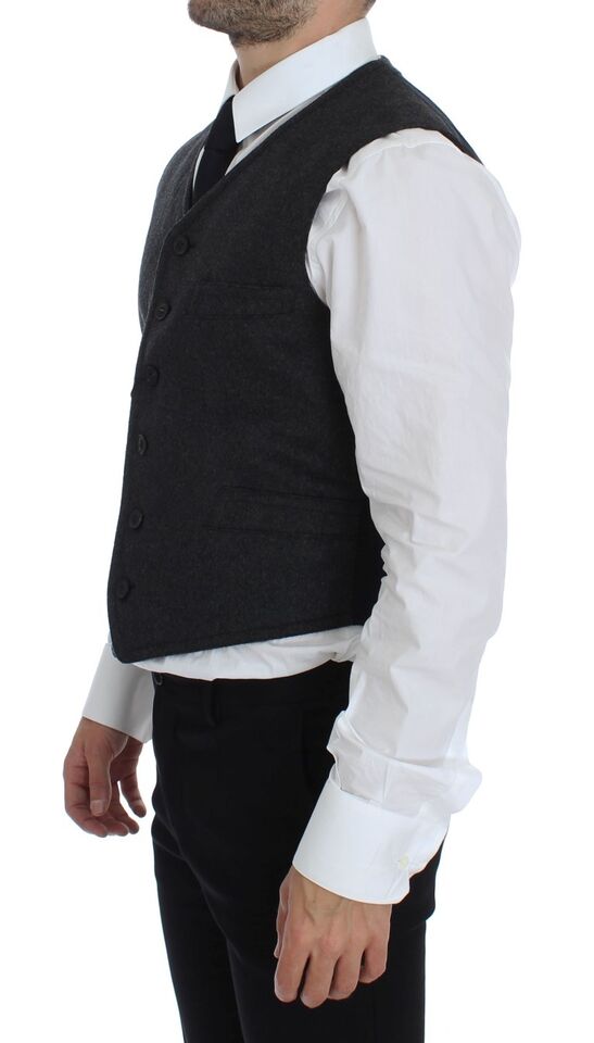 Dolce & Gabbana Gray Wool Blend Vest Gilet Men's Weste