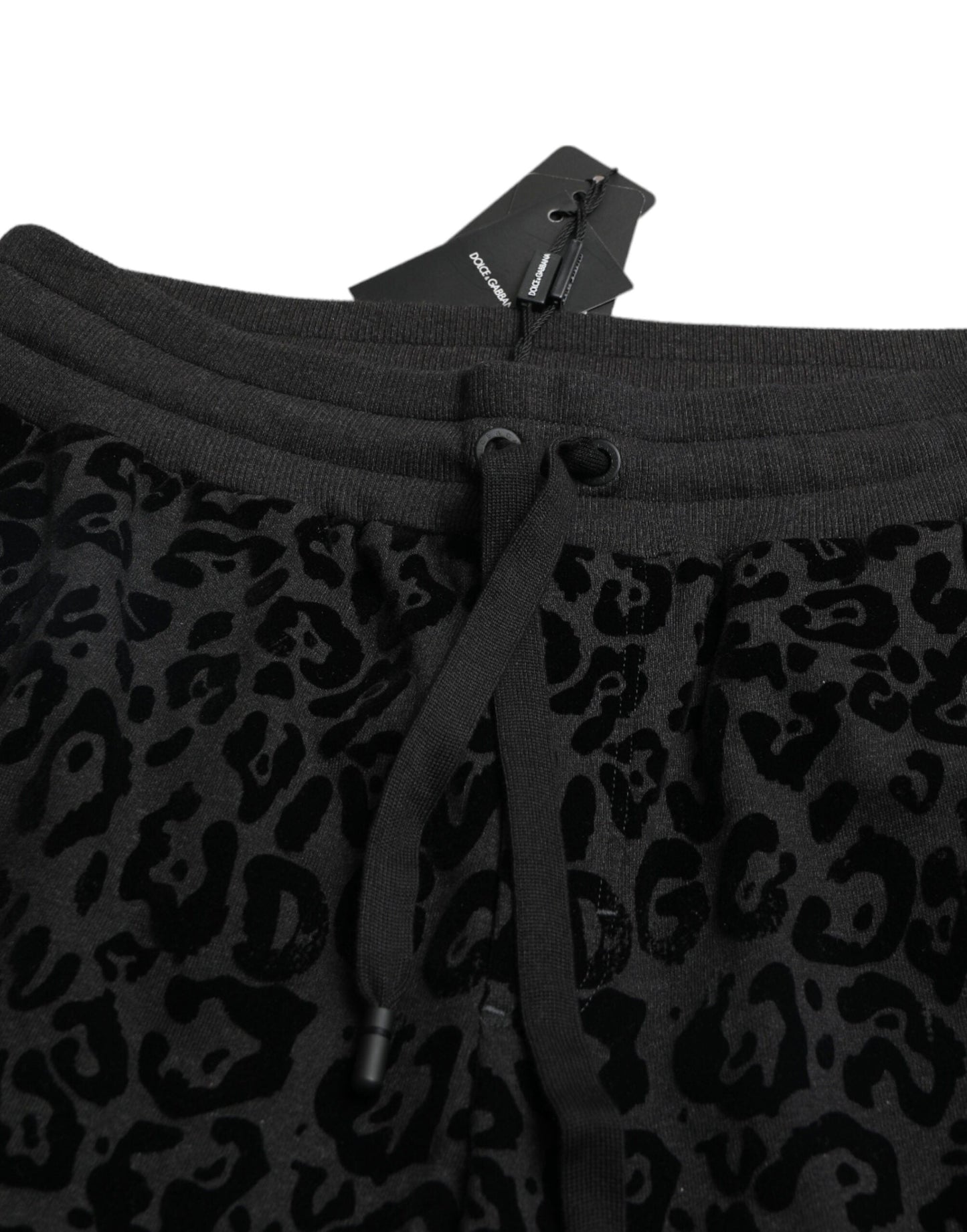 Dolce & Gabbana Black Leopard Cotton Slim Fit Jogger Men's Pants