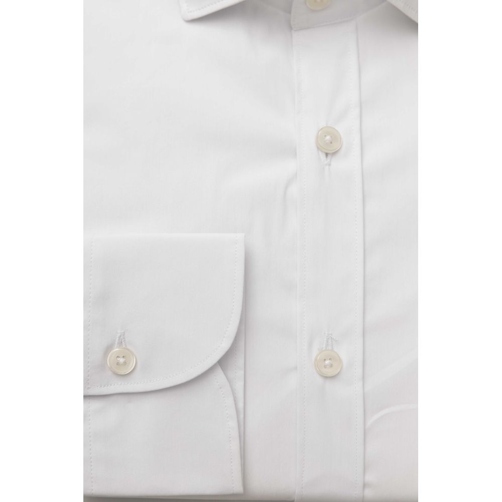 Bagutta White Cotton Men's Shirt Slim Fit With French Men's Collar