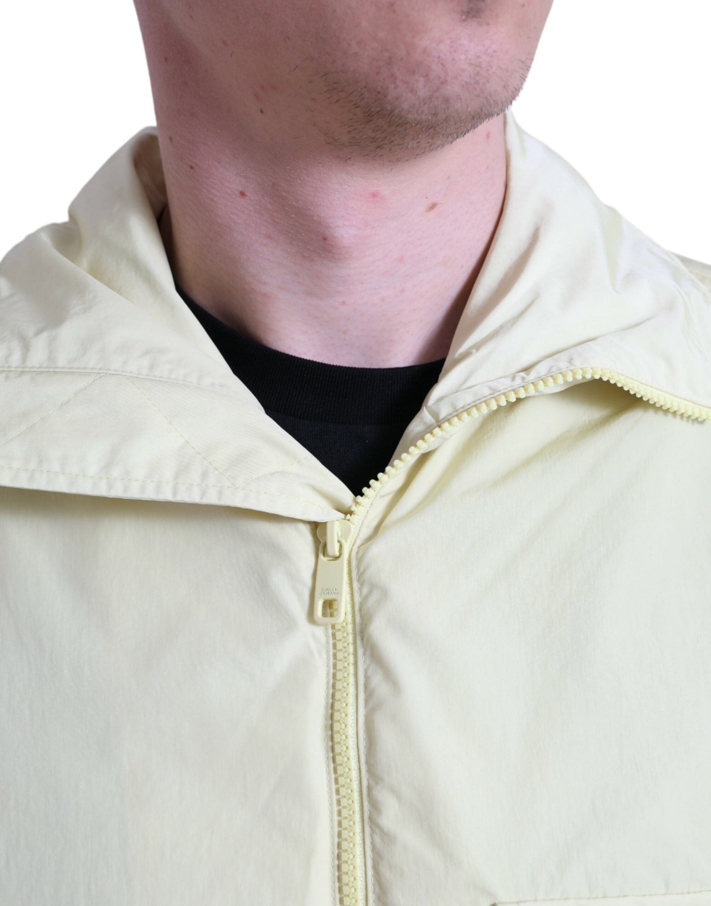 Dolce & Gabbana Yellow Nylon Collared Full Zip Parka Men's Jacket