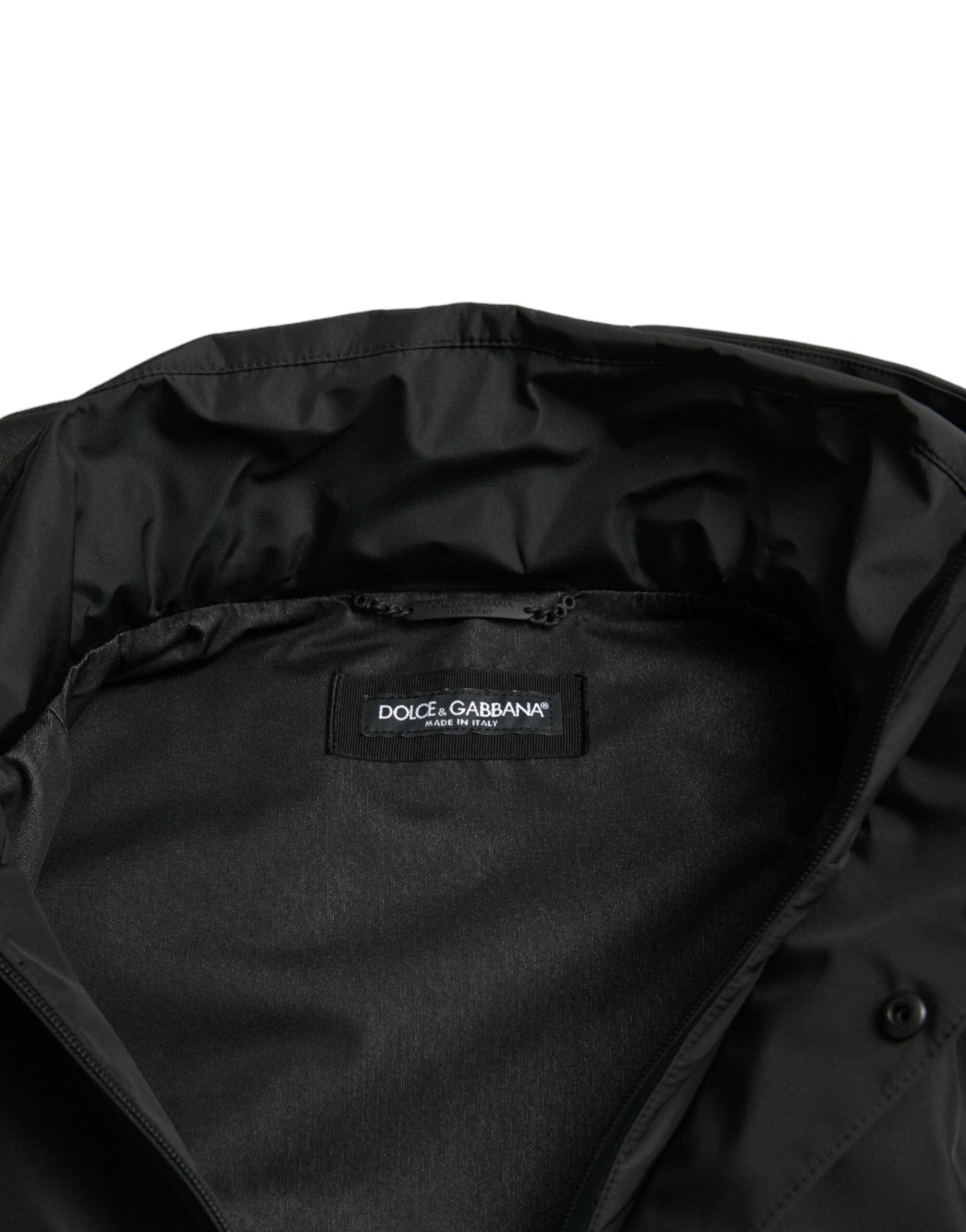 Dolce & Gabbana Black Polyester Logo Plaque Hooded Men's Jacket