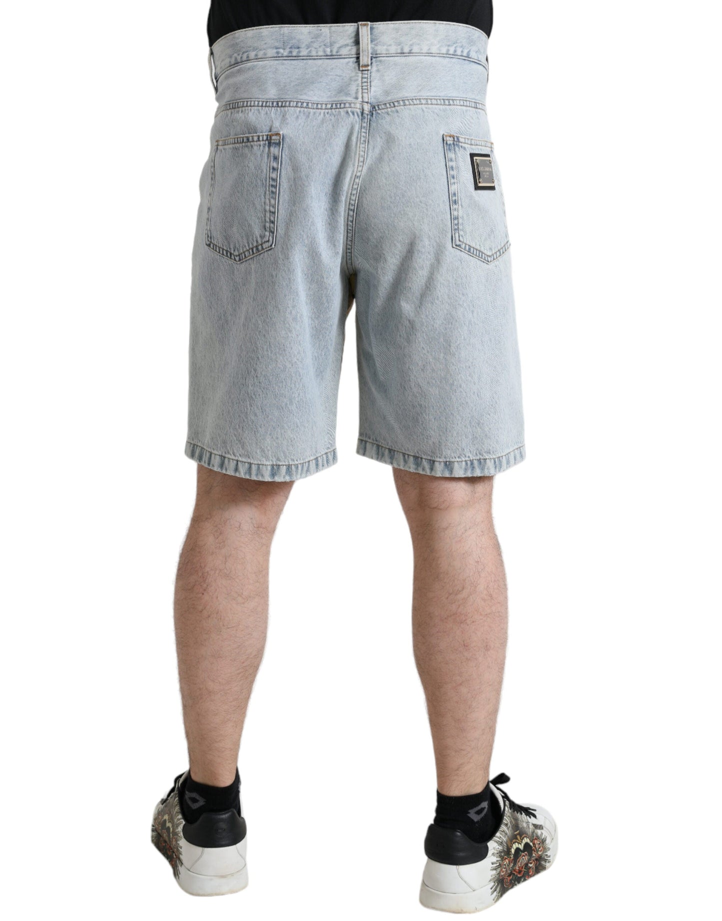 Dolce & Gabbana Multicolor Floral Print Denim Bermuda Men's Shorts