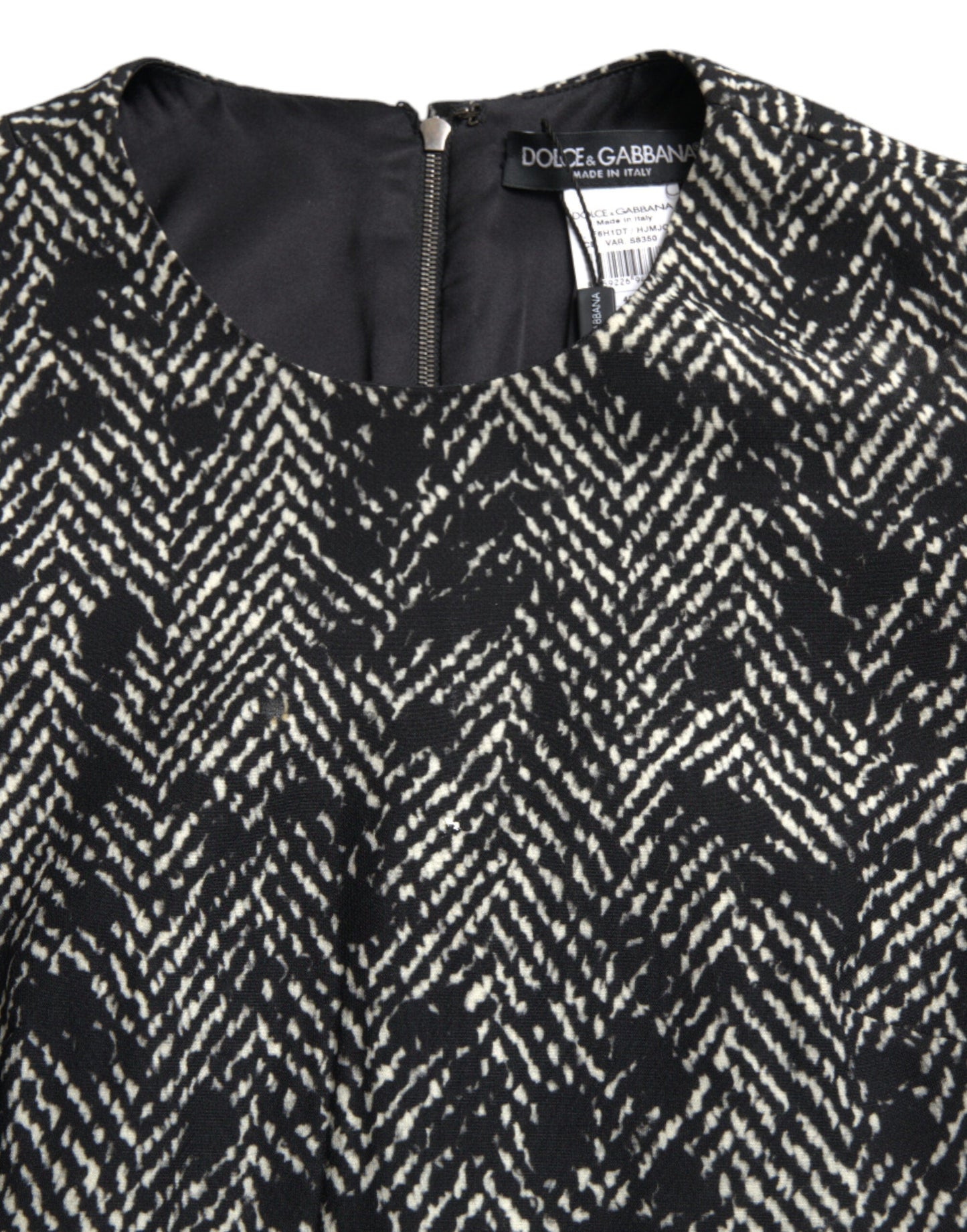 Dolce & Gabbana Black Chevron Polyester Shift Mini Women's Dress