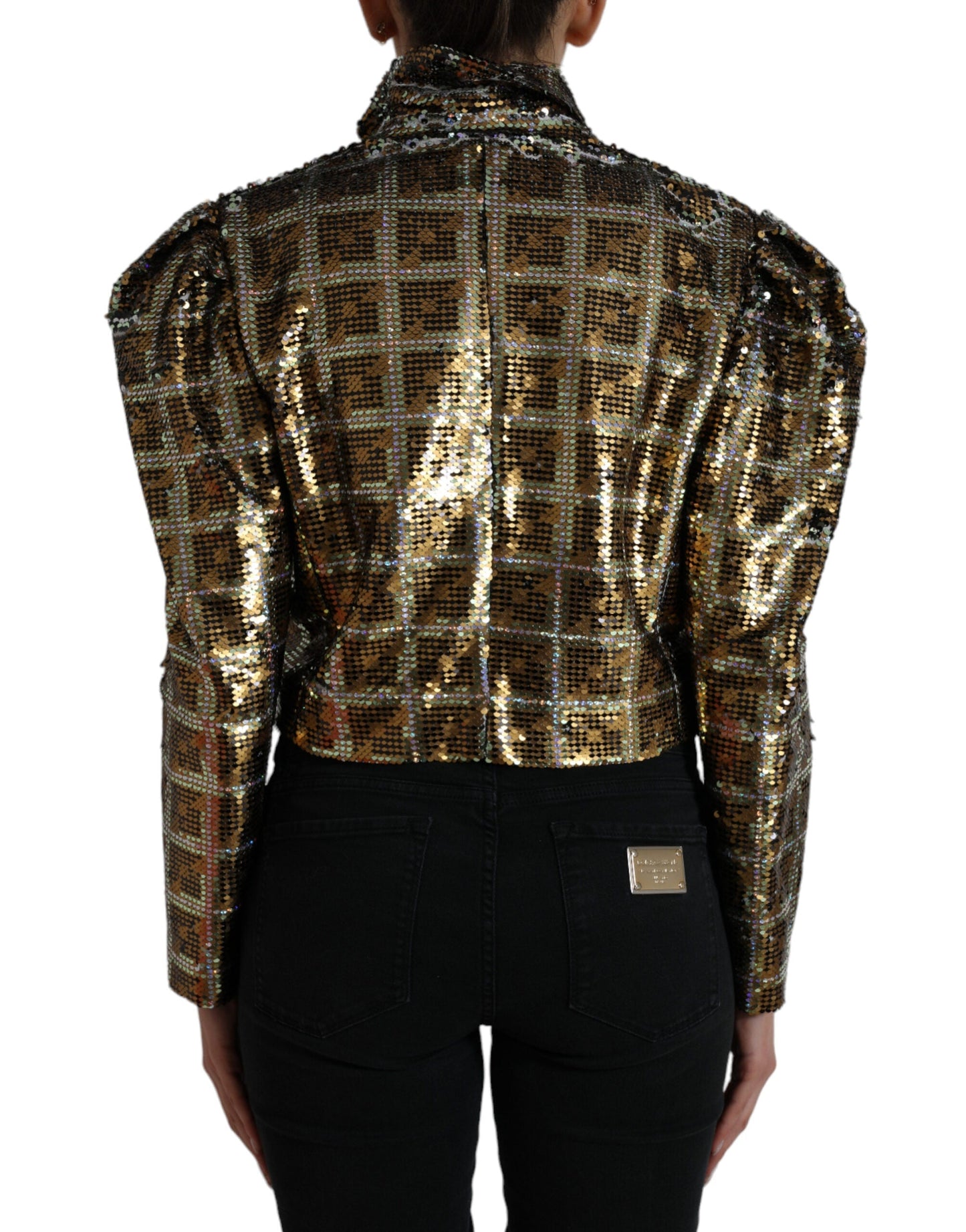 Dolce & Gabbana Multicolor Polyester Sequined Cropped Women's Jacket