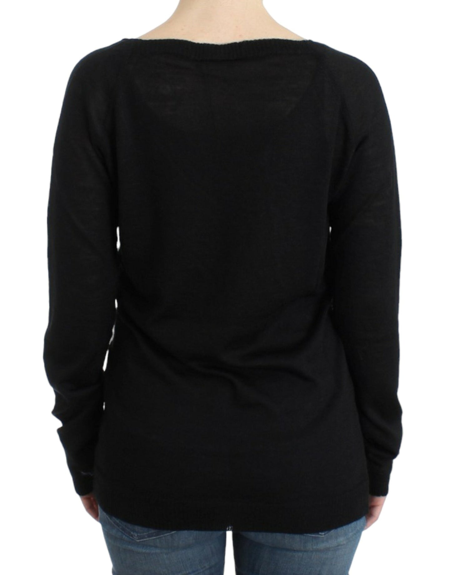 Costume National Black striped V-neck Women's sweater