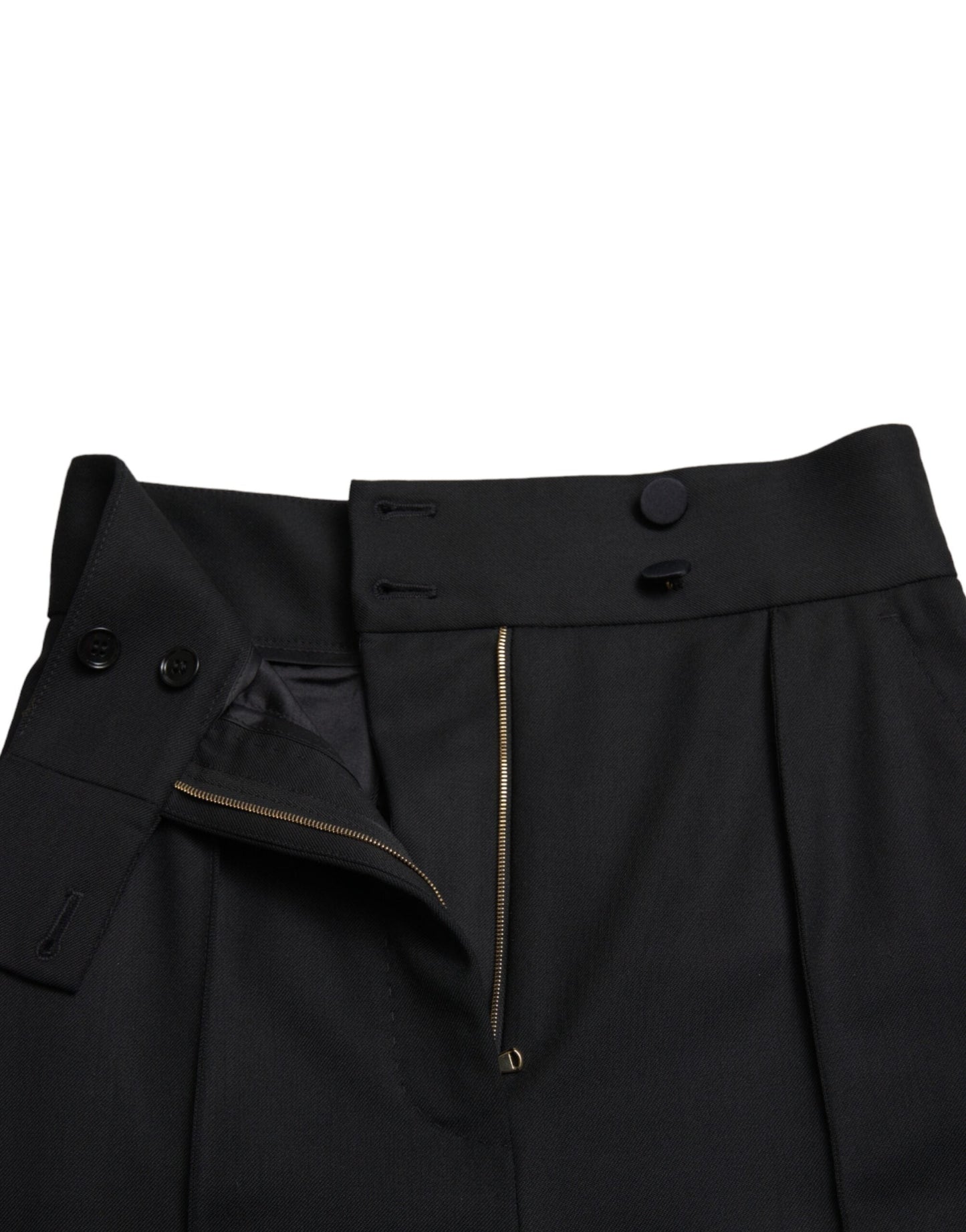 Dolce & Gabbana Black Wool High Waist Tapered Women's Pants