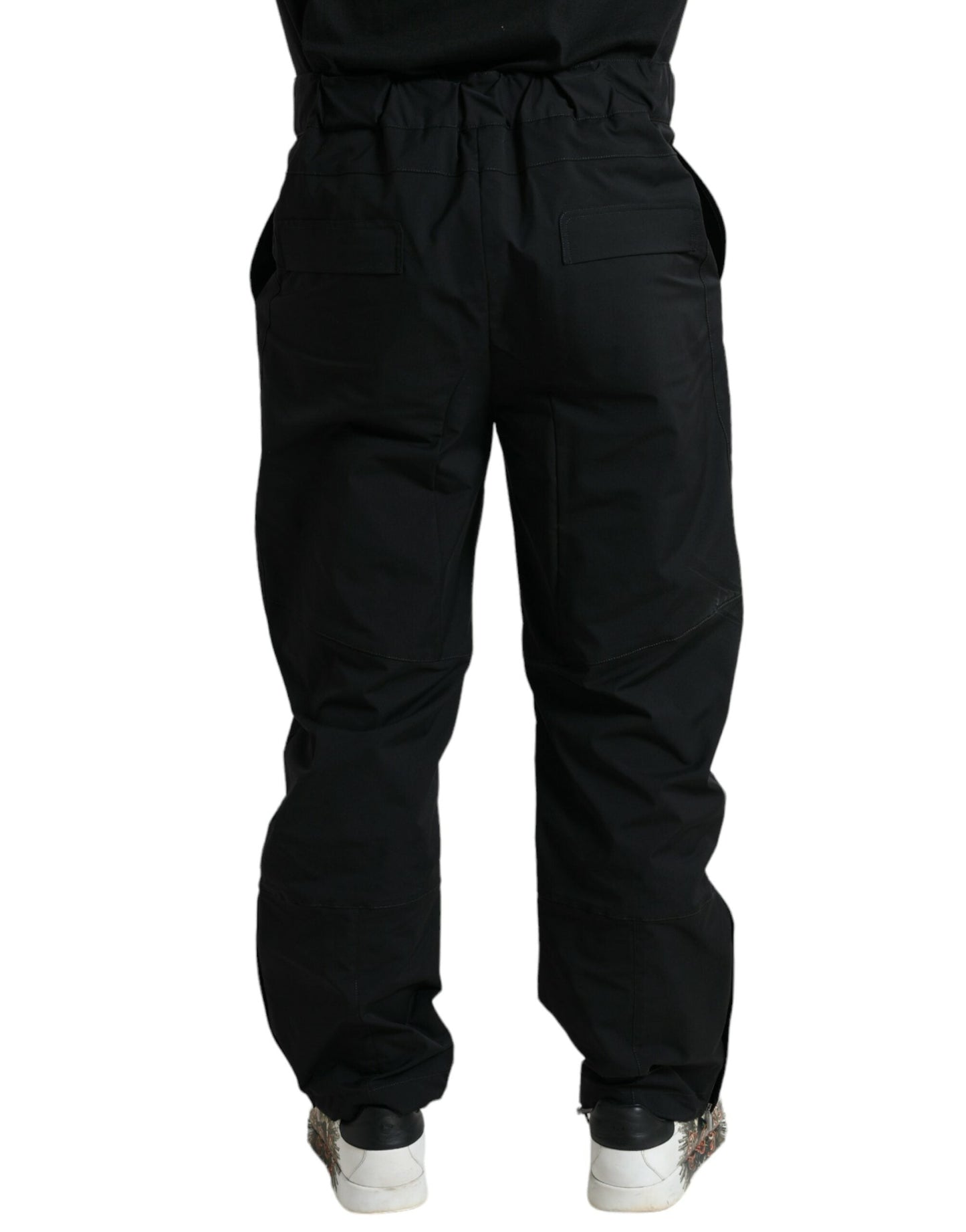 Dolce & Gabbana Black Polyester Logo Straight Men's Pants