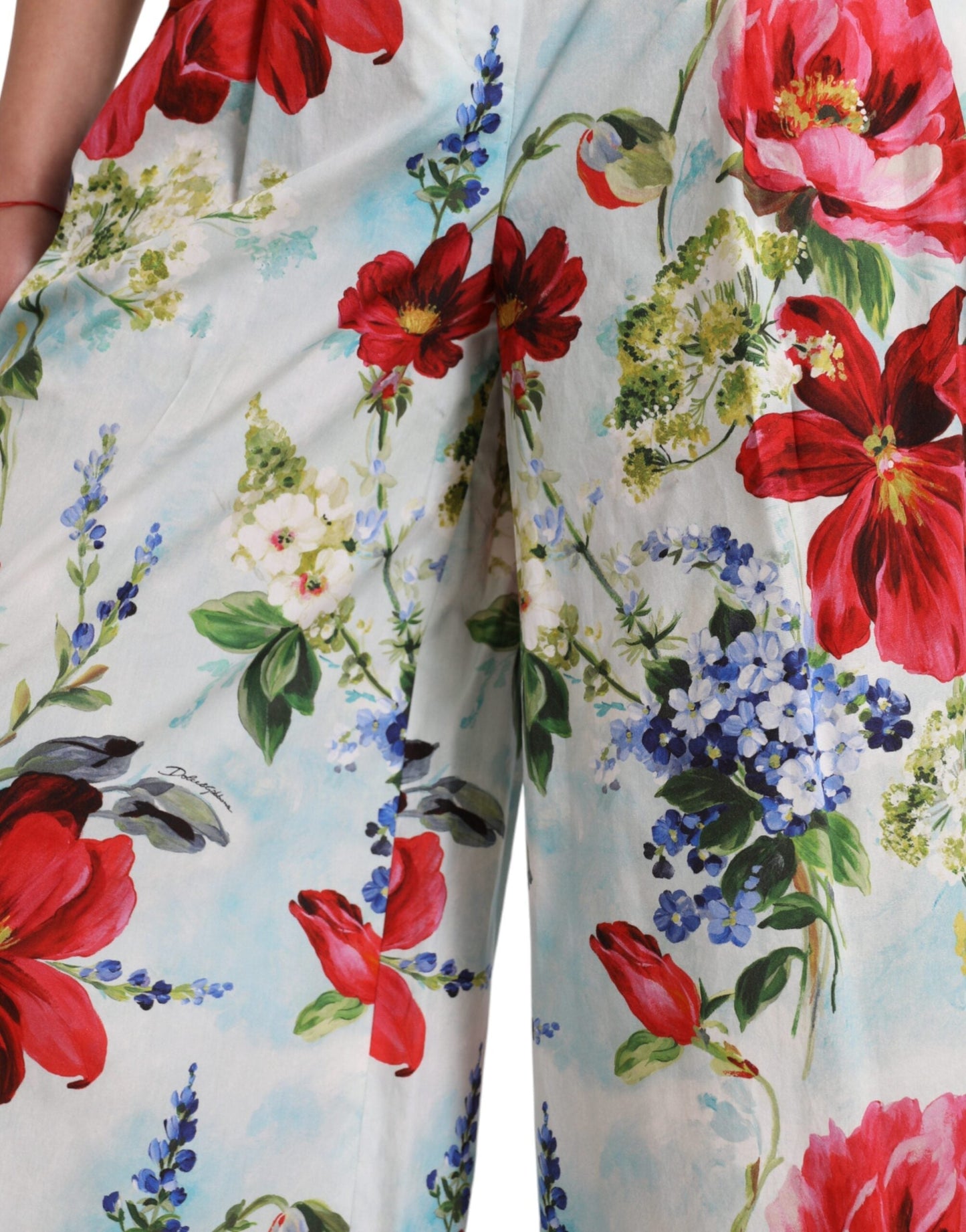 Dolce & Gabbana Multicolor Floral High Waist Wide Leg Women's Pants