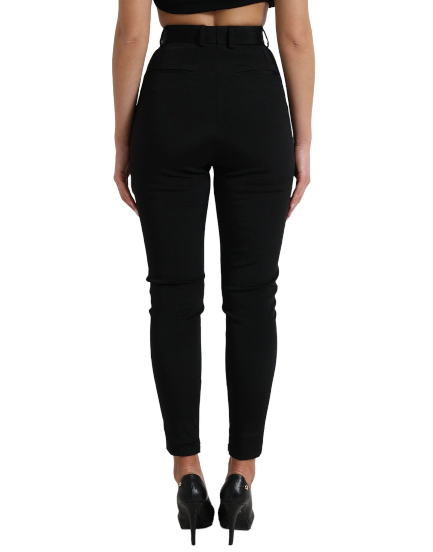 Dolce & Gabbana Black Wool Stretch High Waist Skinny Women's Pants