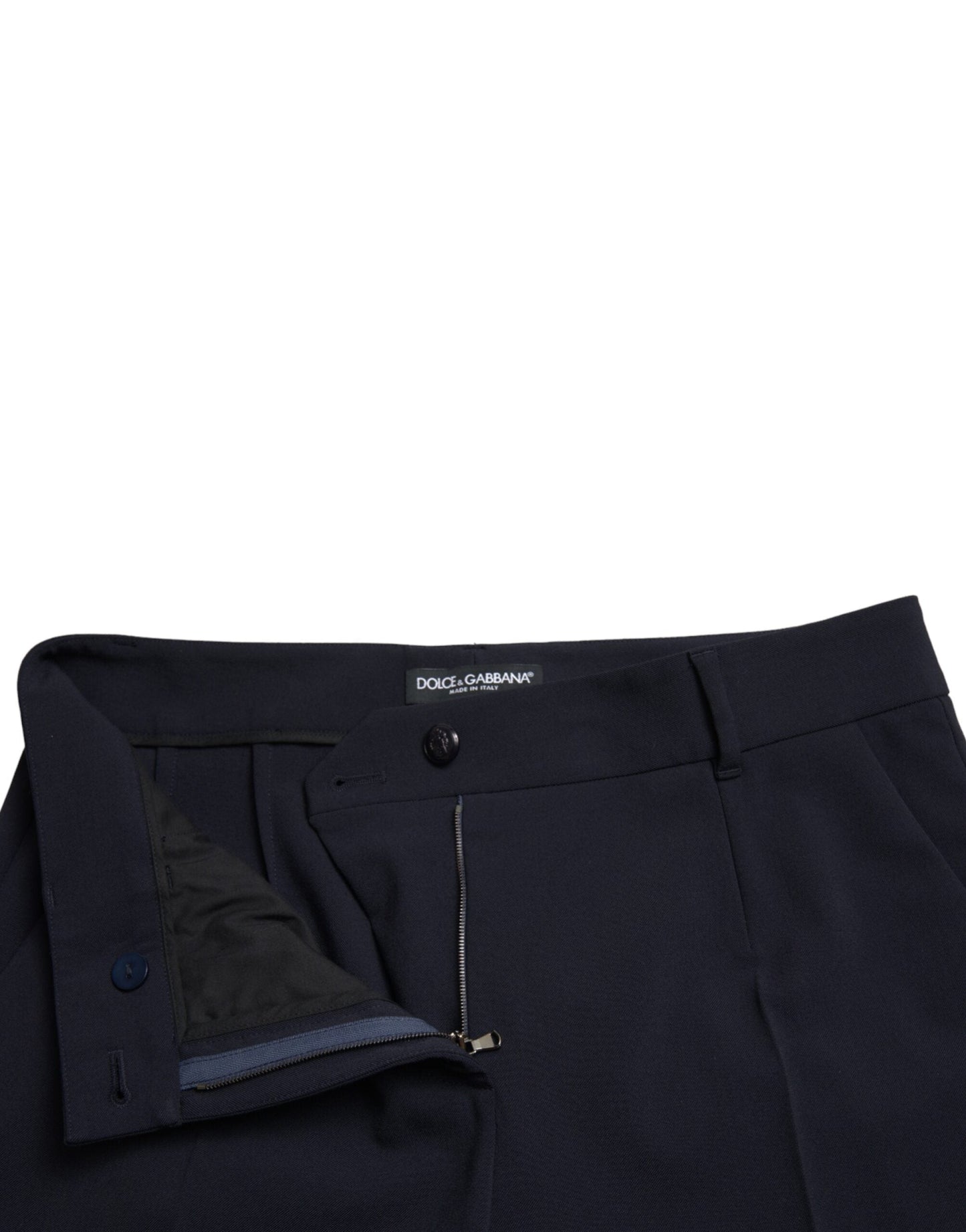 Dolce & Gabbana Blue Mid Waist Tapered Cropped Women's Pants