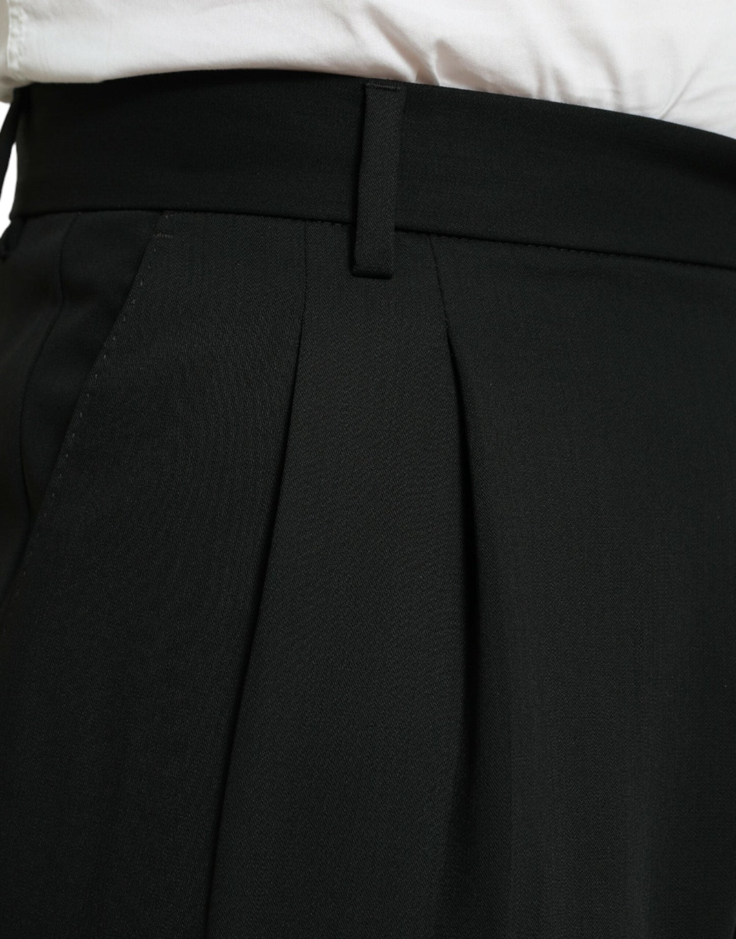 Dolce & Gabbana Black Wool Formal Straight Fit Dress Men's Pants