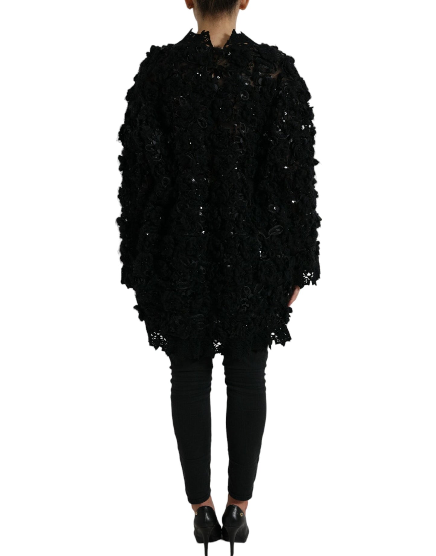 Dolce & Gabbana Black Sequined Embellished Pullover Women's Sweater