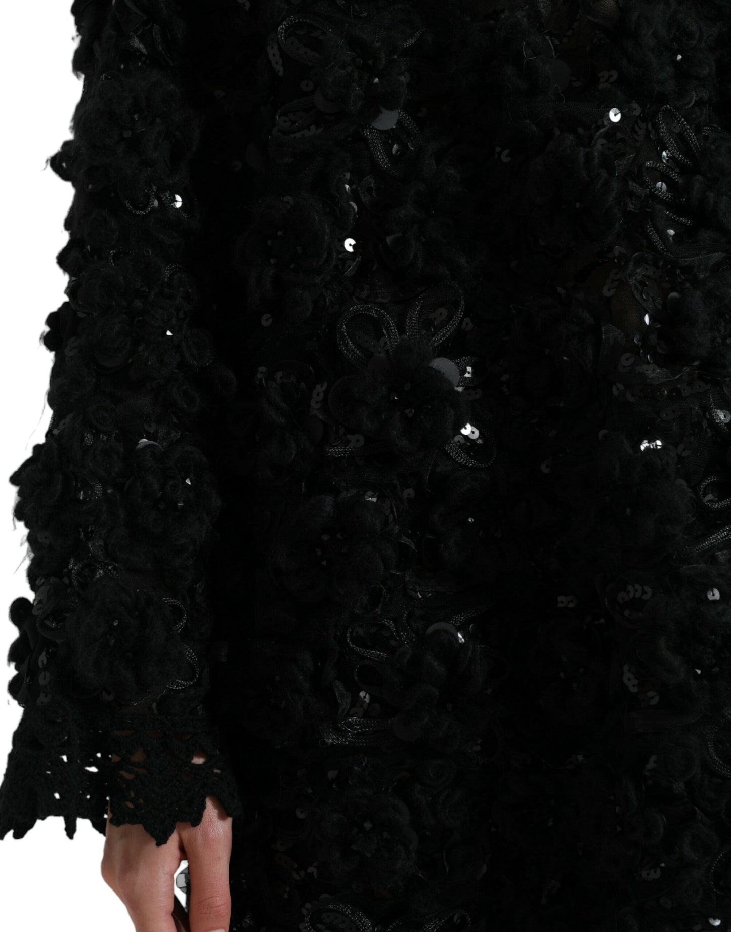 Dolce & Gabbana Black Sequined Embellished Pullover Women's Sweater